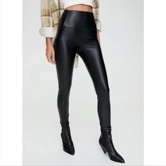 Aritzia Wilfred Free Womens‎ Daria Faux Leather High Waist Leggings Size M Edgy - Picture 2 of 13